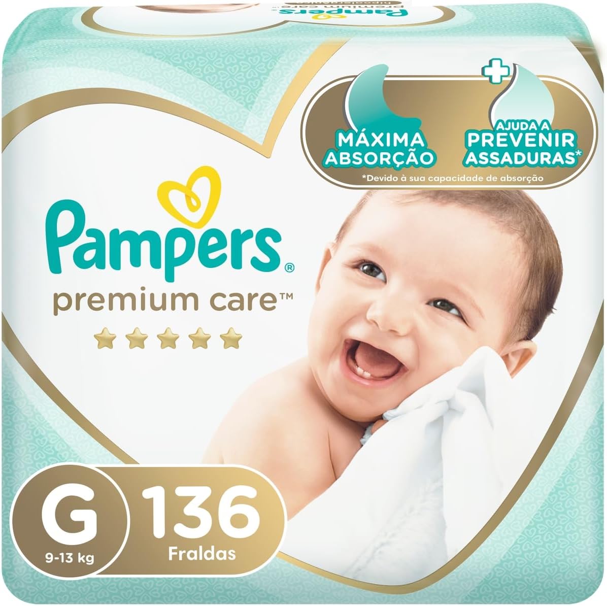 Fralda Pampers Premium Care Tam G 136 Unidades